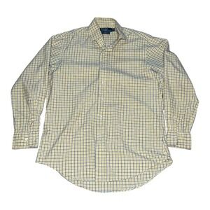 Polo Ralph Lauren Mens Regent Fit Plaid Button Down Shirt Yellow Blue 15.5 32/33